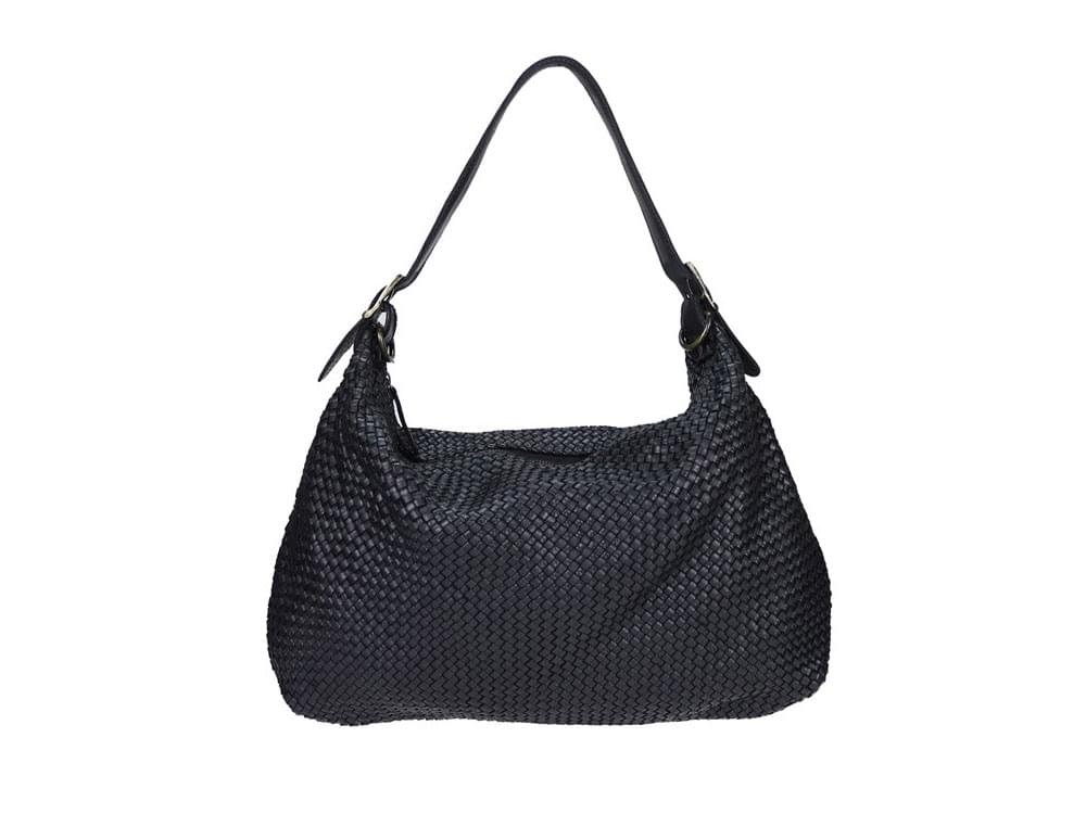 Alatri (black) - Large, soft, vintage leather shoulder bag
