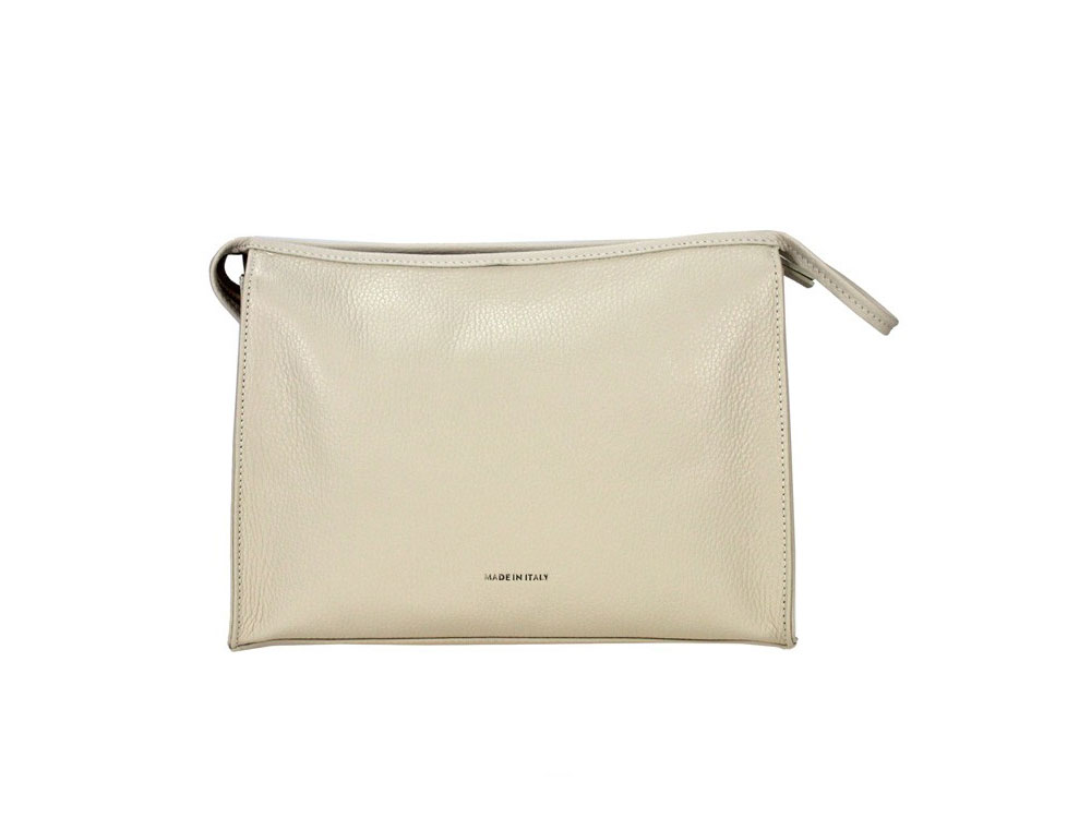 Cosmetic Bag (pale beige) - Large, genuine leather beauty bag