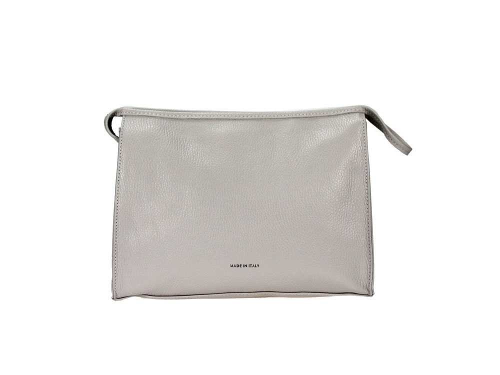 Cosmetic Bag (pale grey) - Large, genuine leather beauty bag