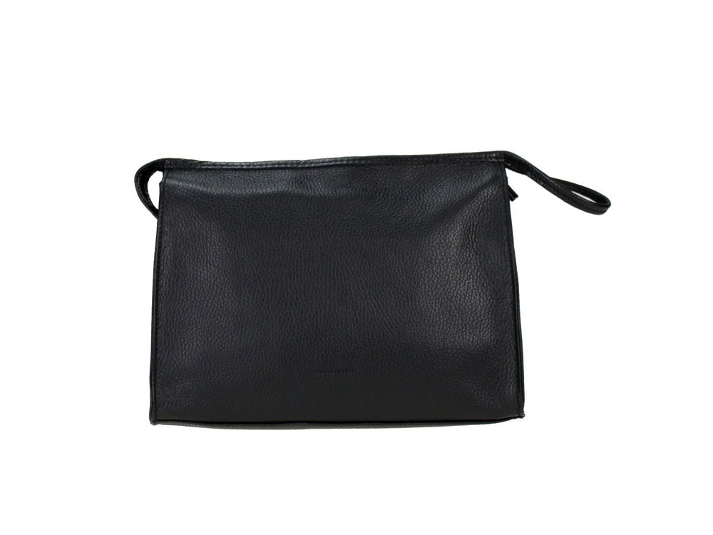Cosmetic Bag (black) - Large, genuine leather beauty bag