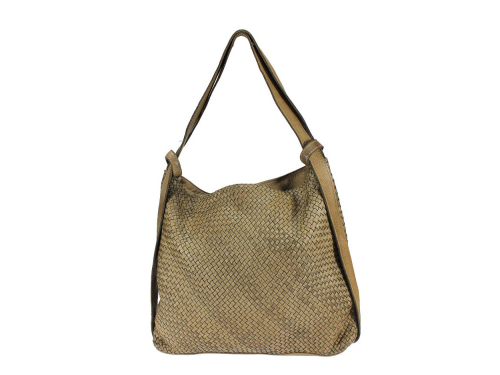 Belluno (taupe) - Large, versatile vintage leather bag