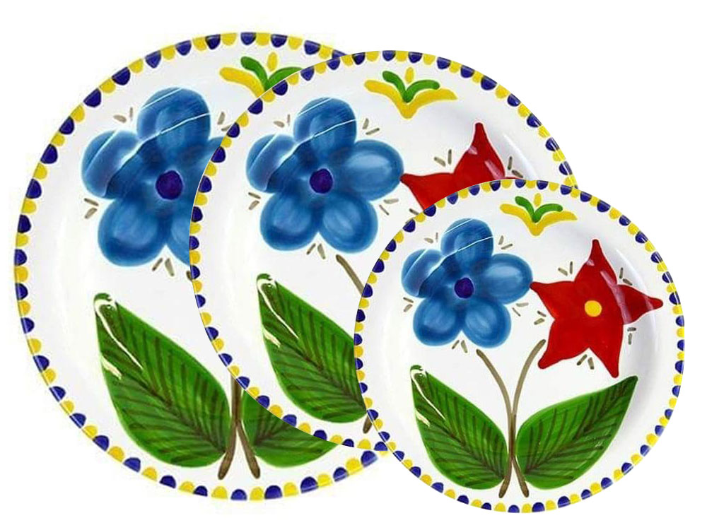 Millefiori - set of 3 plates - Handmade, traditional ceramic plates from Sicily