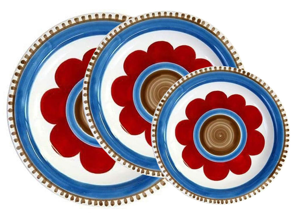 Portulaca - set of 3 plates - Handmade, traditional ceramic plates from Sicily