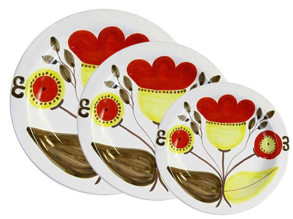 Regio - set of 3 plates - Handmade, traditional ceramic plates from Sicily