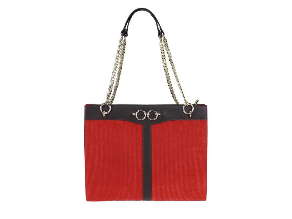 Pertosa (rich red) -  Two-tone leather shoulder bag