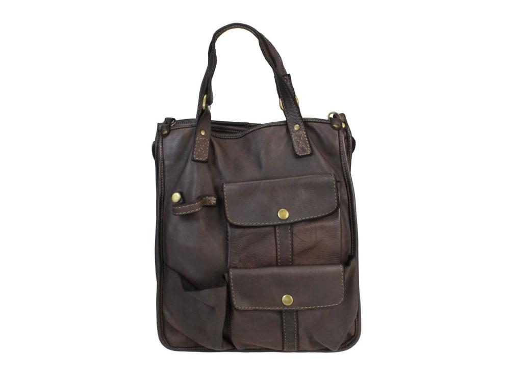 Verona (dark brown) - Large, useful leather bag