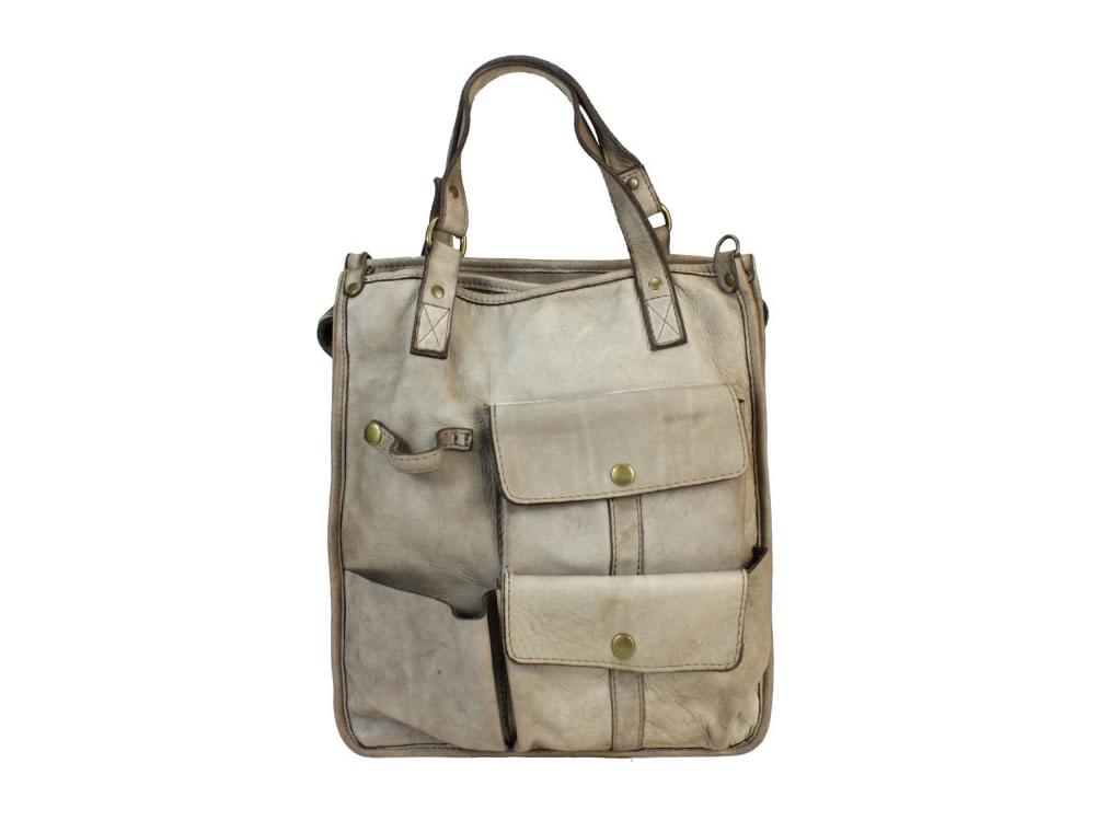 Verona (beige) - Large, useful leather bag