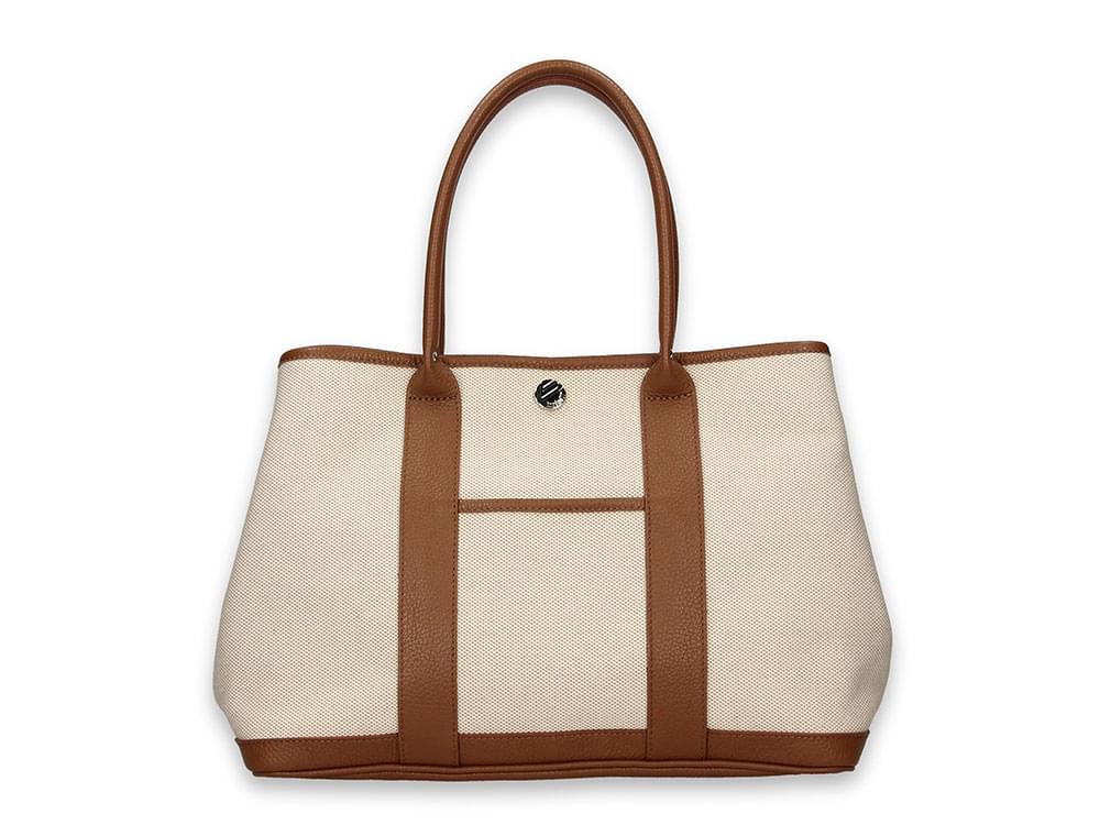 Marina (caramel) - Cotton Canvas & Leather Handbag
