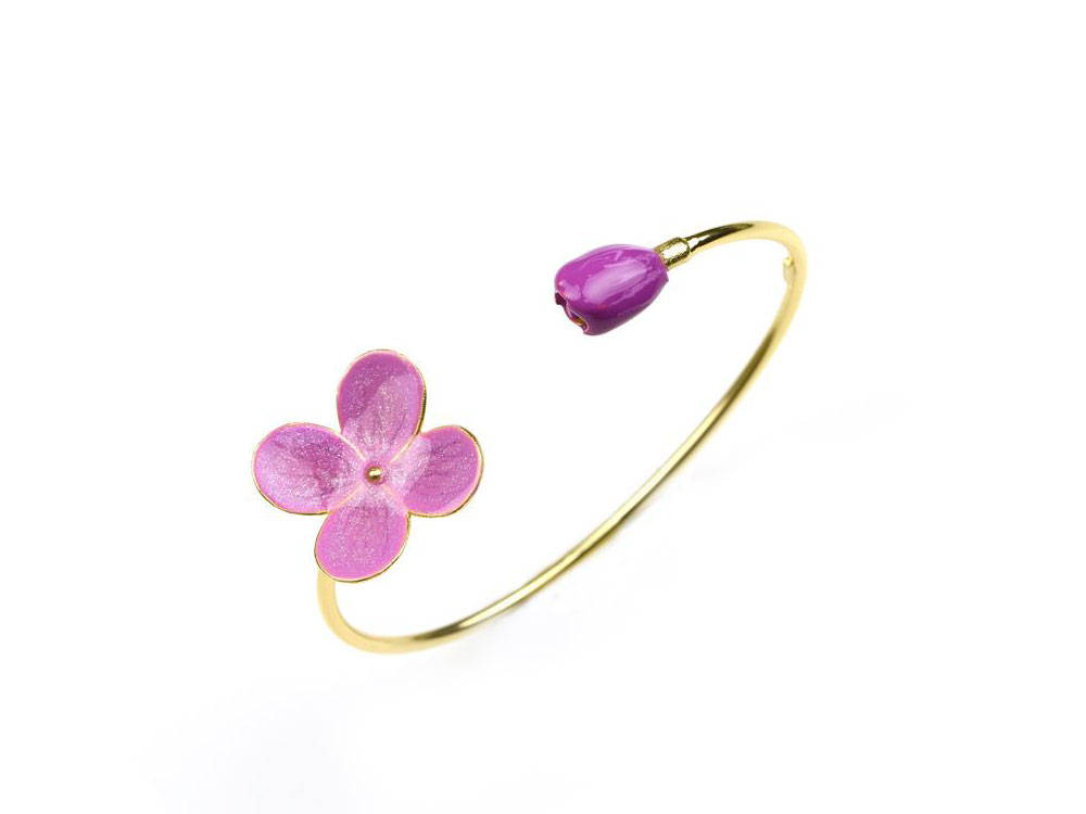 Lilla Bracelet - Rigid bracelet with lilac flower and bud