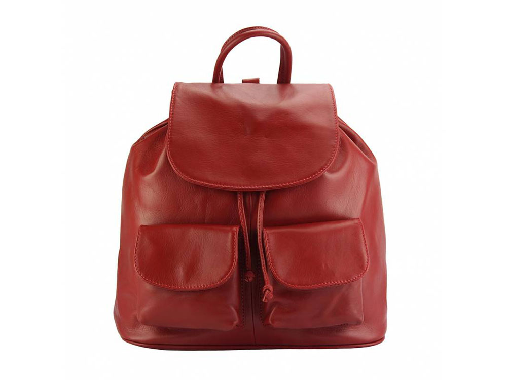 Merano (red) -  Stylish, functional leather backpack