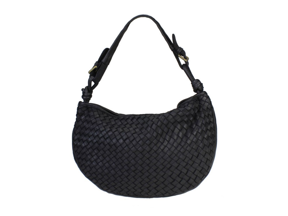 Marudo (black) - Crescent shaped leather handbag