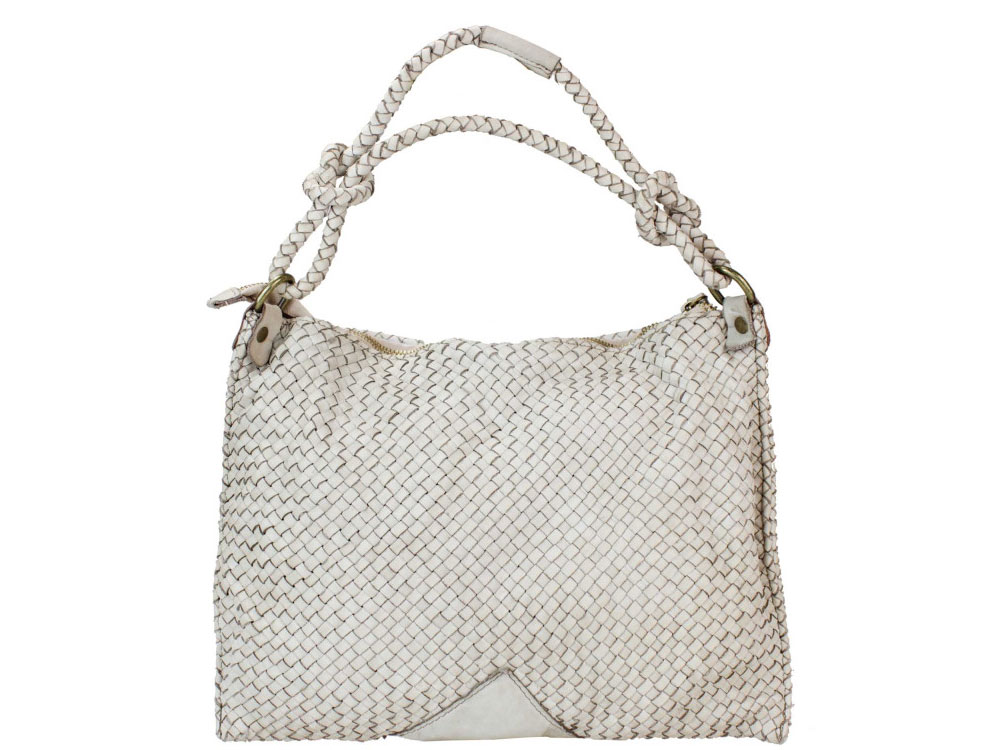 Arona (cream) - Elegant, timeless, Italian woven leather handbag