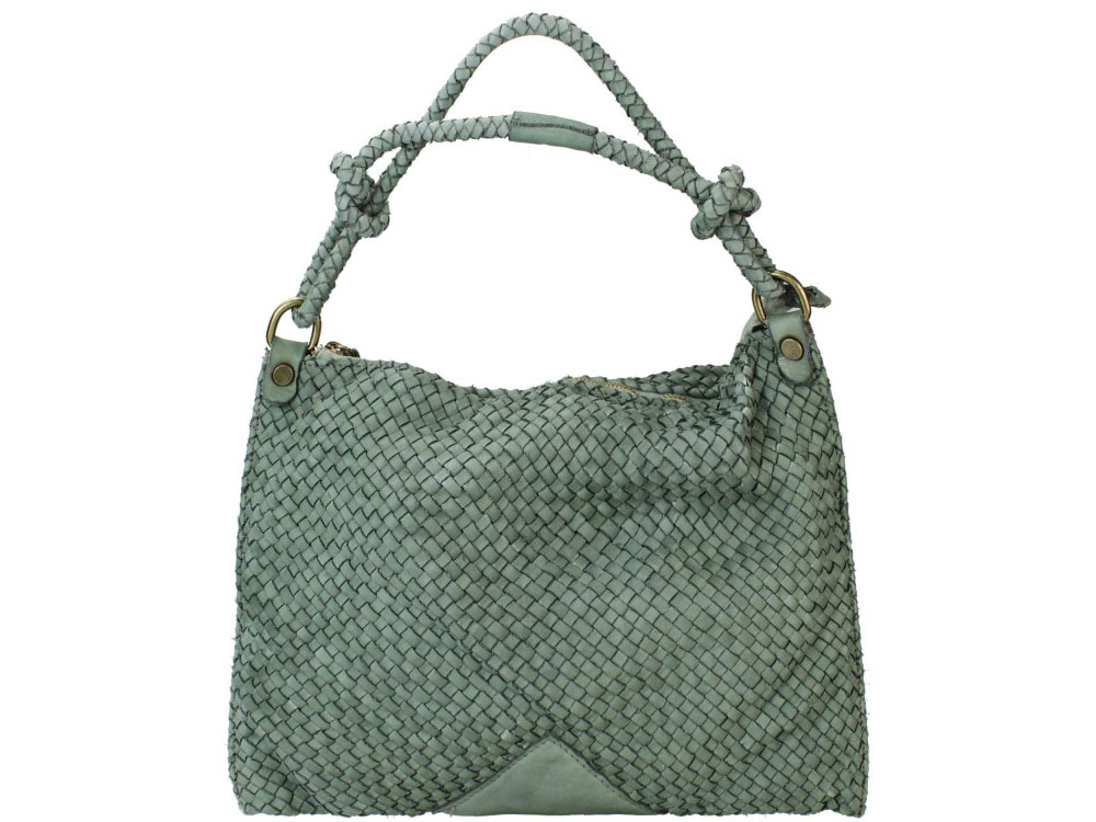 Arona (mint) - Elegant, timeless, Italian woven leather handbag
