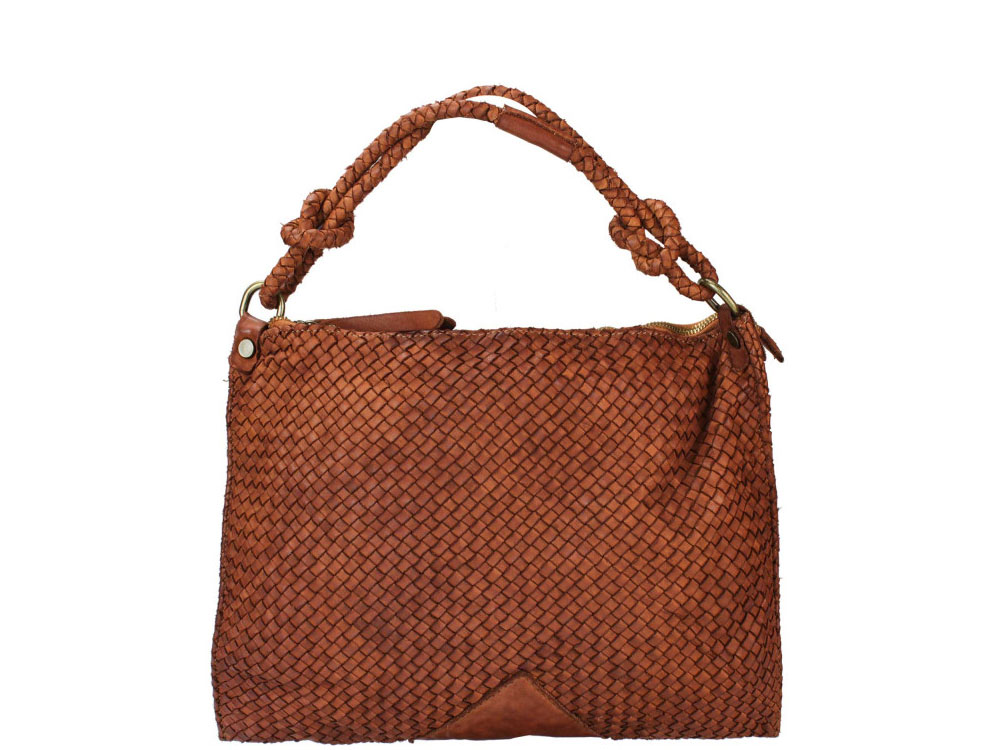 Arona (tan) - Elegant, timeless, Italian woven leather handbag