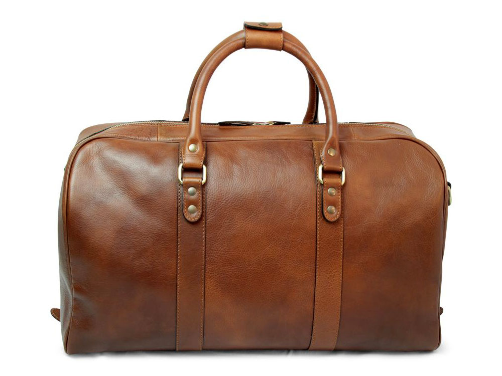 Aviatore (chestnut) - Streamlined Italian Leather Travel Bag