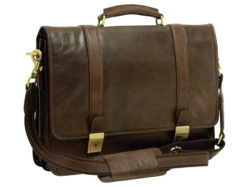 Aureliano Leather Briefcase (dark brown) - Refined, Practical Italian design
