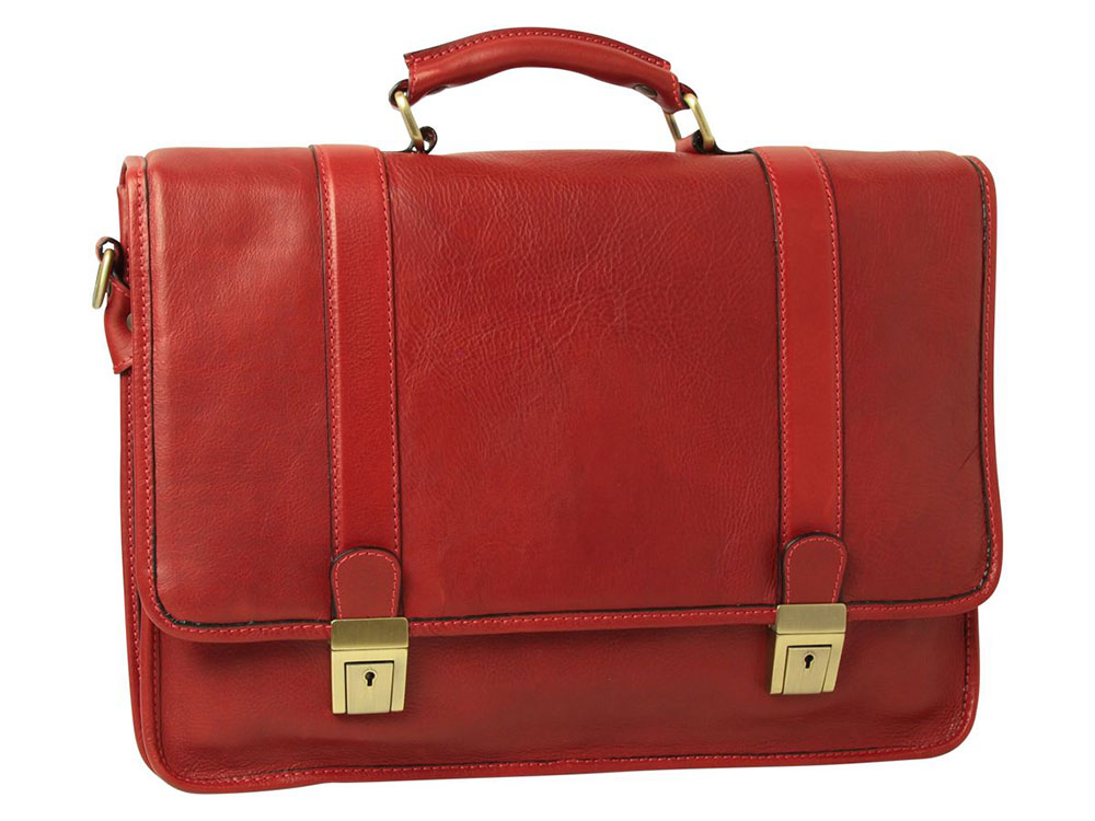Aureliano Leather Briefcase (red) - Refined, Practical Italian design