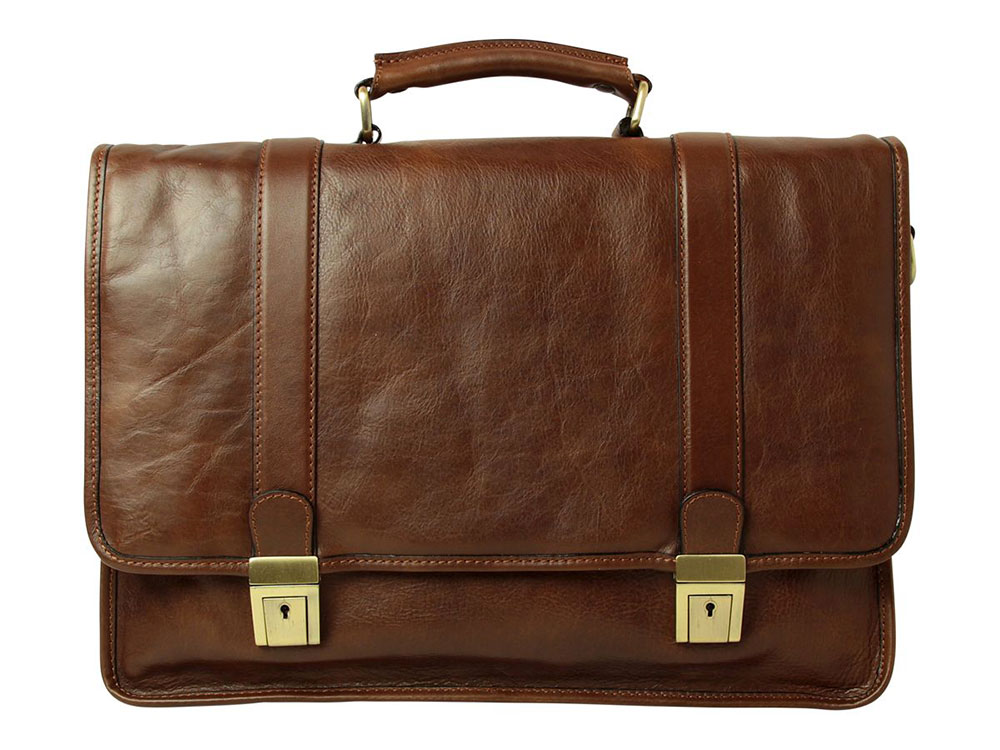 Aureliano Leather Briefcase (chestnut) - Refined, Practical Italian design