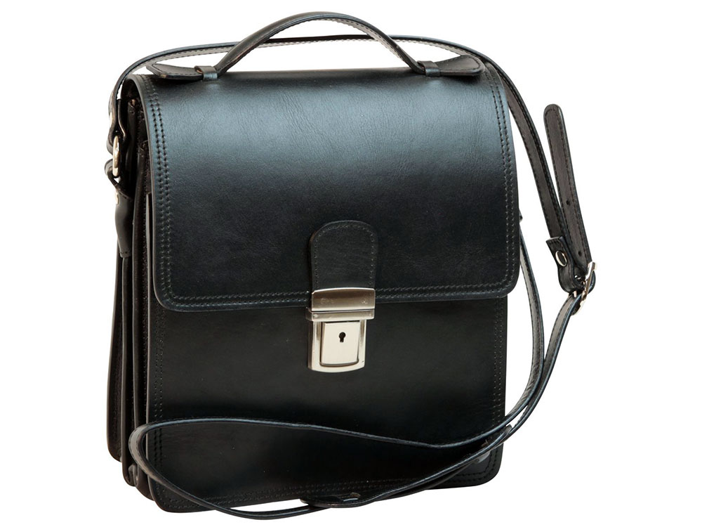 Matera Leather Shoulder Bag (black) - Italian Full-Grain Leather