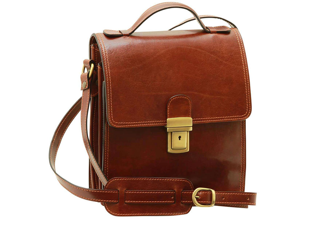 Matera Leather Shoulder Bag (brown) - Italian Full-Grain Leather
