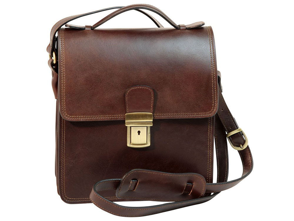 Matera Leather Shoulder Bag (dark brown) - Italian Full-Grain Leather