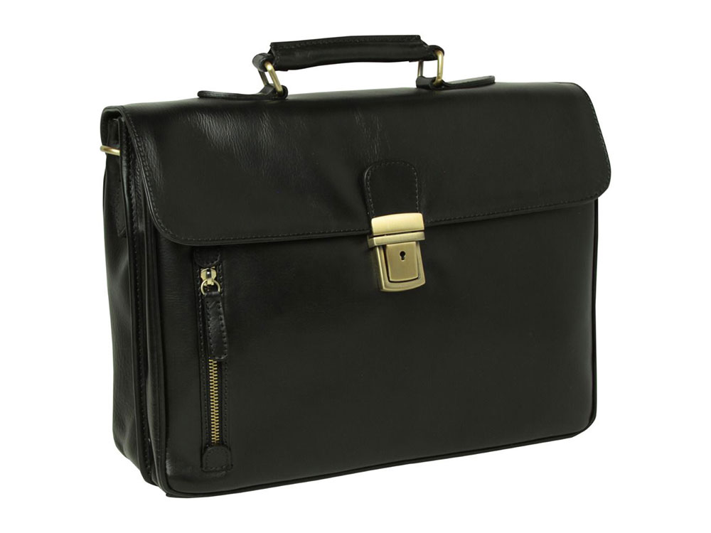 Sovrano Leather Laptop Briefcase (black) - Handmade Italian Leather Business Bag