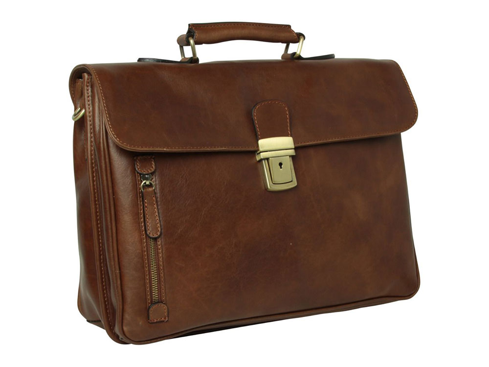 Sovrano Leather Laptop Briefcase (chestnut) - Handmade Italian Leather Business Bag