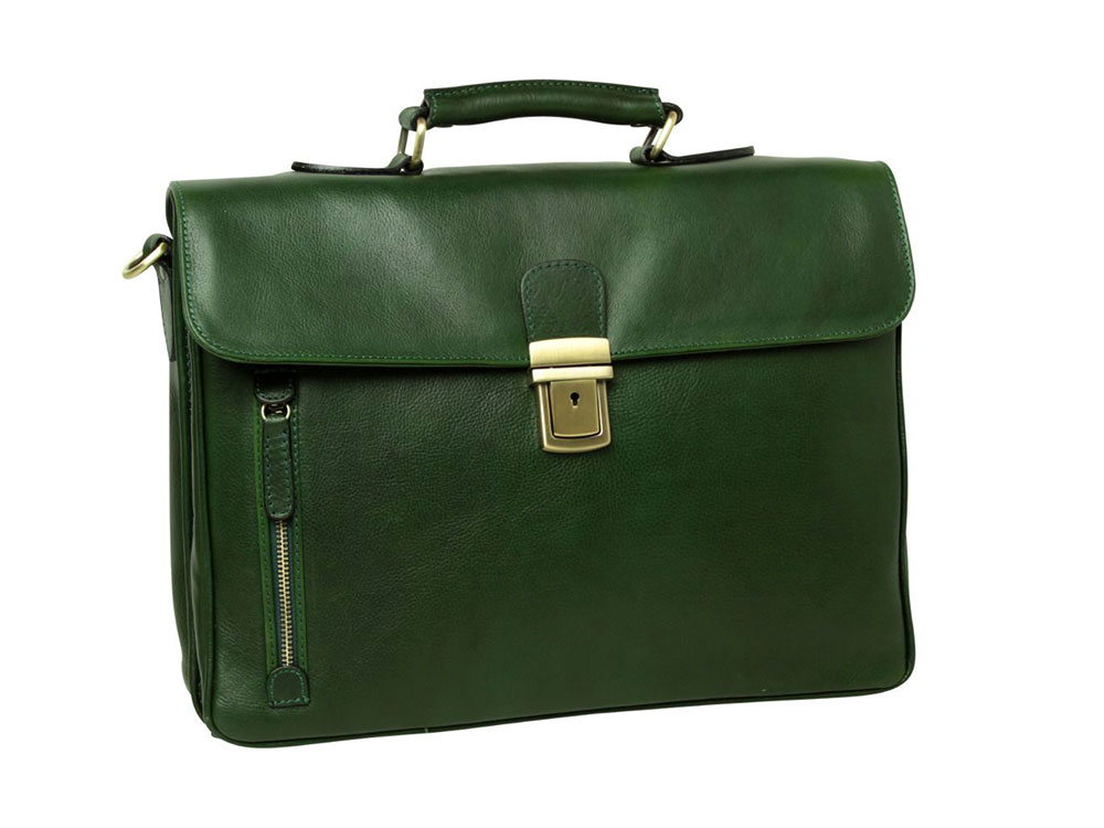 Sovrano Leather Laptop Briefcase (green) - Handmade Italian Leather Business Bag
