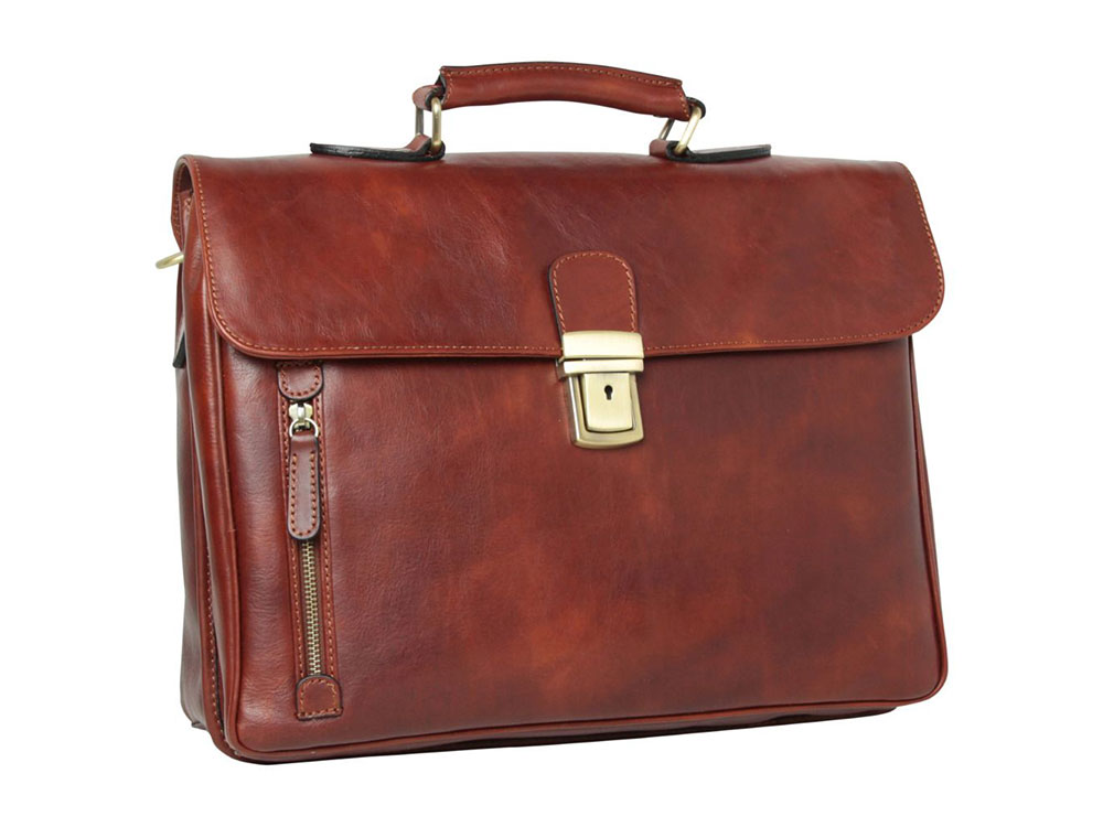 Sovrano Leather Laptop Briefcase (red) - Handmade Italian Leather Business Bag
