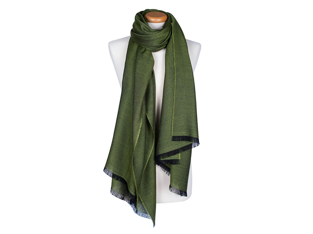Fiorina (olive green) - Cashmere and Silk Shawl