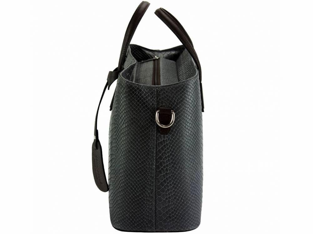 Bergamo (dark grey)  - Reptile print calfskin leather handbag