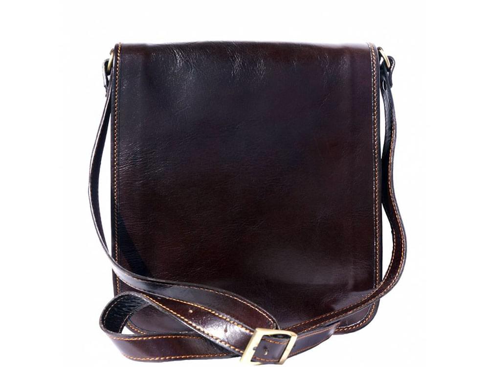 Corato (dark brown) - Medium sized leather messenger bag