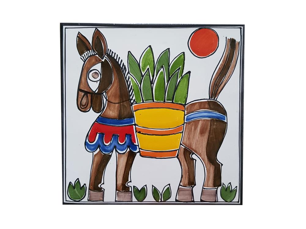 Donkey - Small - Handmade, traditional ceramic tile from Sicily