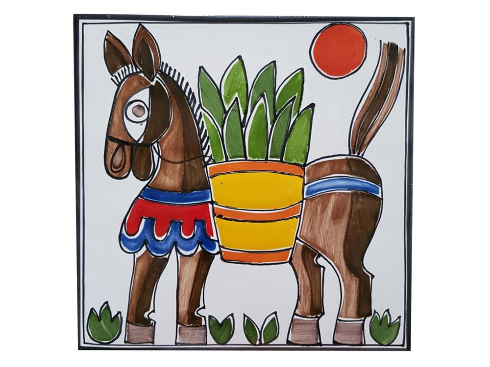 Donkey - Large - Handmade, traditional ceramic tile from Sicily