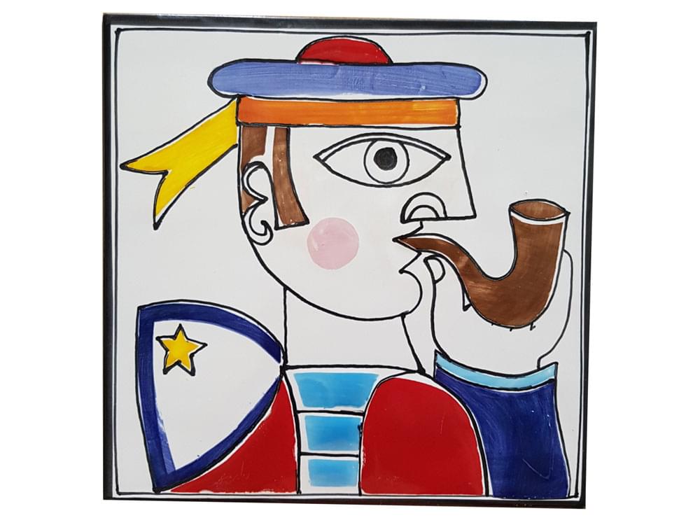 Sailor - Large - Handmade, traditional ceramic tile from Sicily
