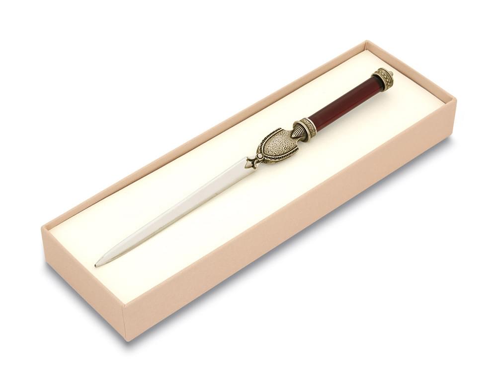 Medieval letter opener (amethyst) - Murano glass and bronze paper knife