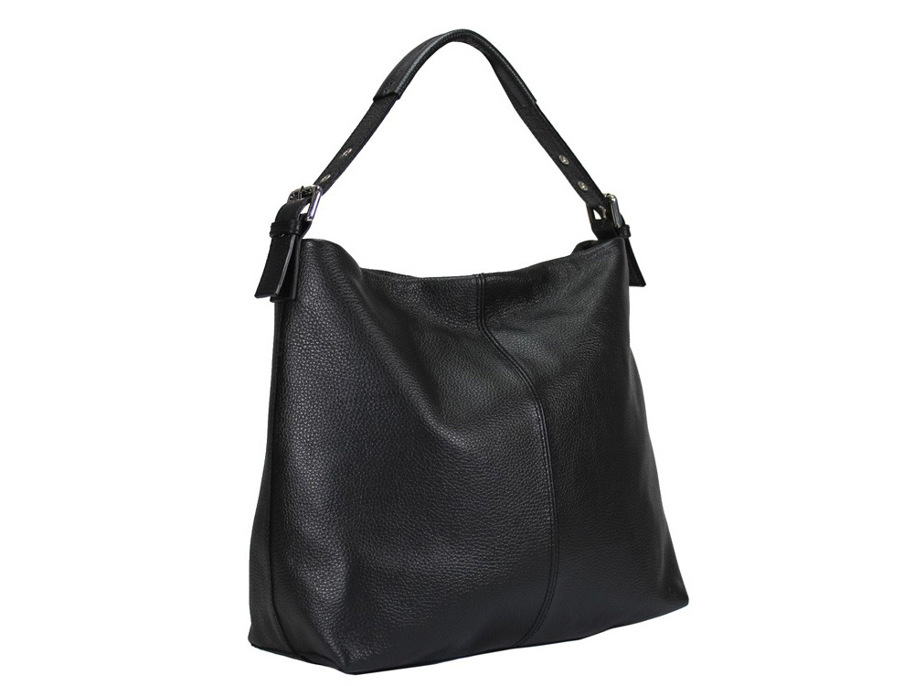 Pisa (black) - Large, extremely soft leather shoulder bag