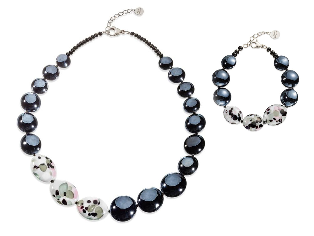 Diva Set (black) - Contemporary Murano glass necklace & bracelet